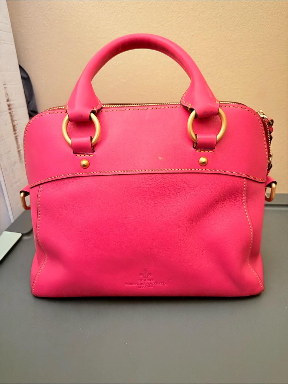 DOONEY & BOURKE Hot Pink Leather Satchel - Picture 5 of 6